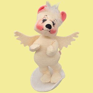 Annalee Mobilitee Dolls Vintage Angel Bear Figurine With Halo & Wings 7.5"